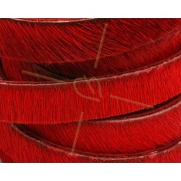 flat leather 10mm hairy red