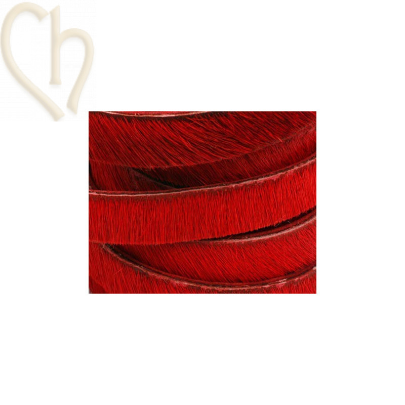 flat leather 10mm hairy red