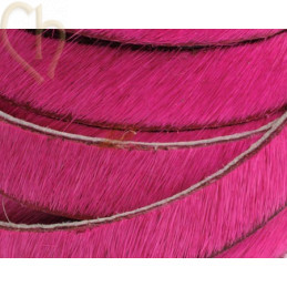 flat leather 10mm hairy fuschia