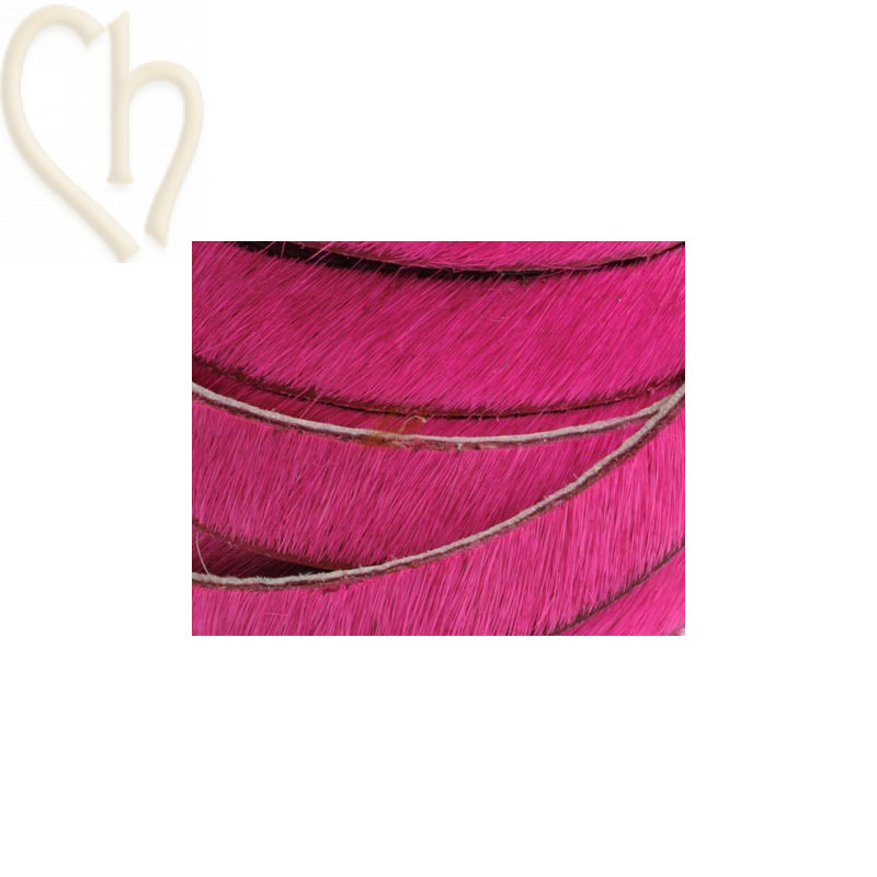 flat leather 10mm hairy fuschia