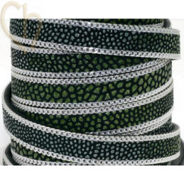 leder plat 10mm met ketting  Ray groen