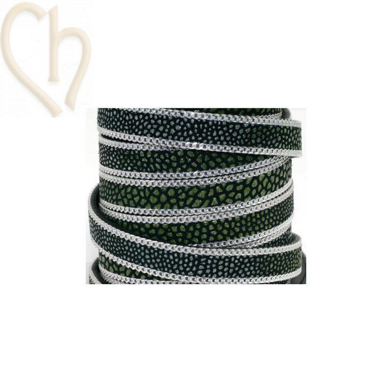 leather flat 10mm with chain Ray Green