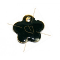 pendant flower enamel 16mm black