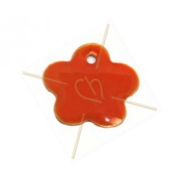 pendant flower enamel 16mm orange