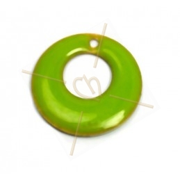 Pendentif donut 18mm emaille vert clair