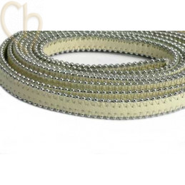 leder plat 10mm met ballketting Ivory