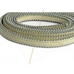 leder plat 10mm met ballketting Ivory