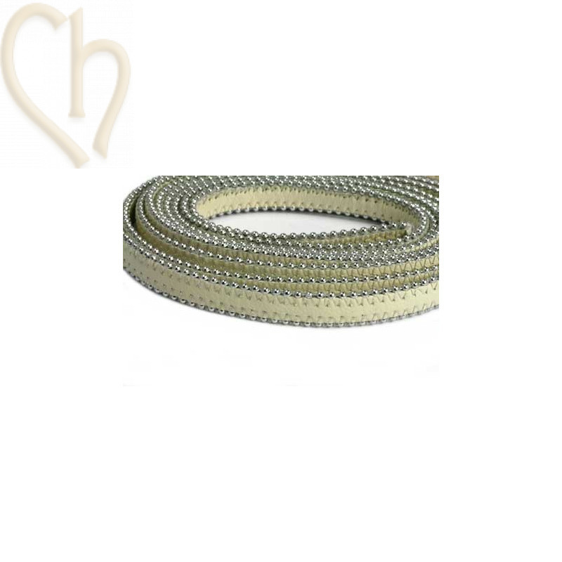 cuir plat 10mm avec chaine boule Ivoir