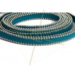 leder plat 10mm met ballketting Teal