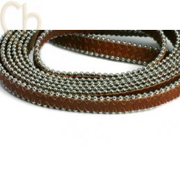 leather flat 10mm with ballchain cognac