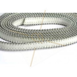 leder plat 10mm met ballketting wit