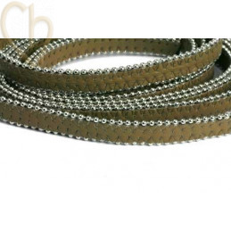 leather flat 10mm with ballchain taupe