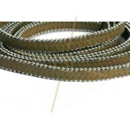 leder plat 10mm met ballketting taupe