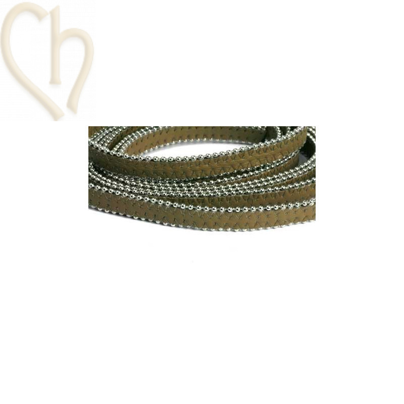leder plat 10mm met ballketting taupe