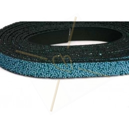 Leder plat 10mm caviar lichtblauw
