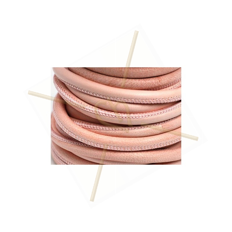 leer rond 6mm lichtroze leer rond 6mm lichtroze