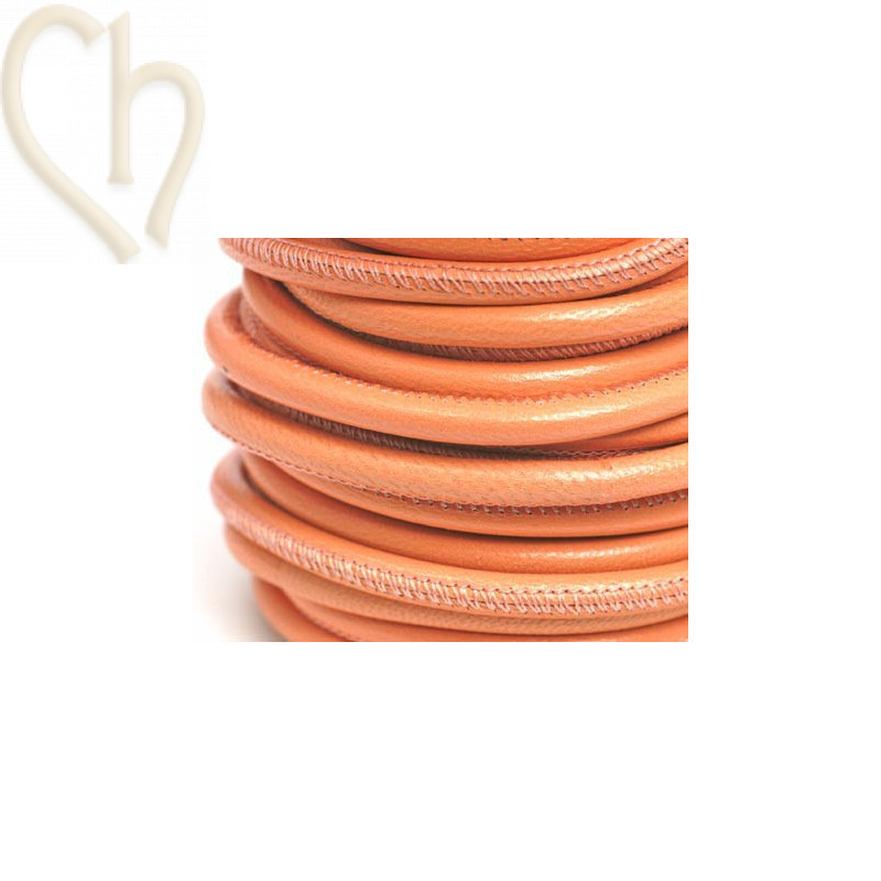 leather round 4mm peach
