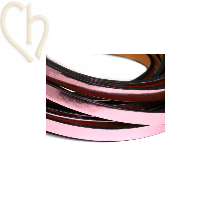 leather flat 5mm Pink Metal