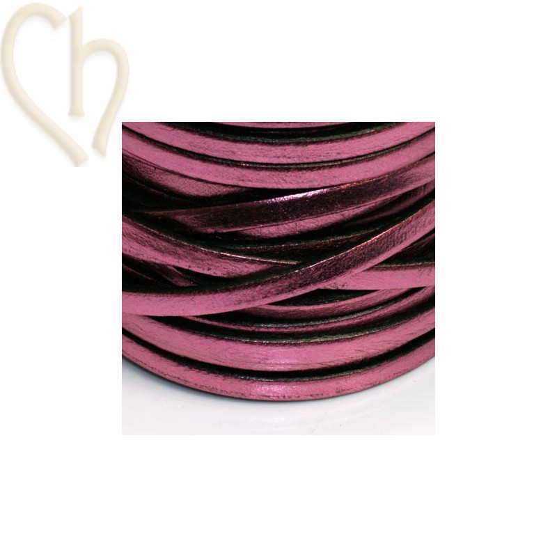 cuir plat 5mm Rose Metallic