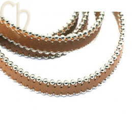 cuir plat 10mm avec chaine boule cognac
