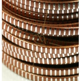 leather ribbon 5mm Metallic brown silver