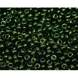 rocaille seedbead 11/0 Jet Lustred Green Metallic
