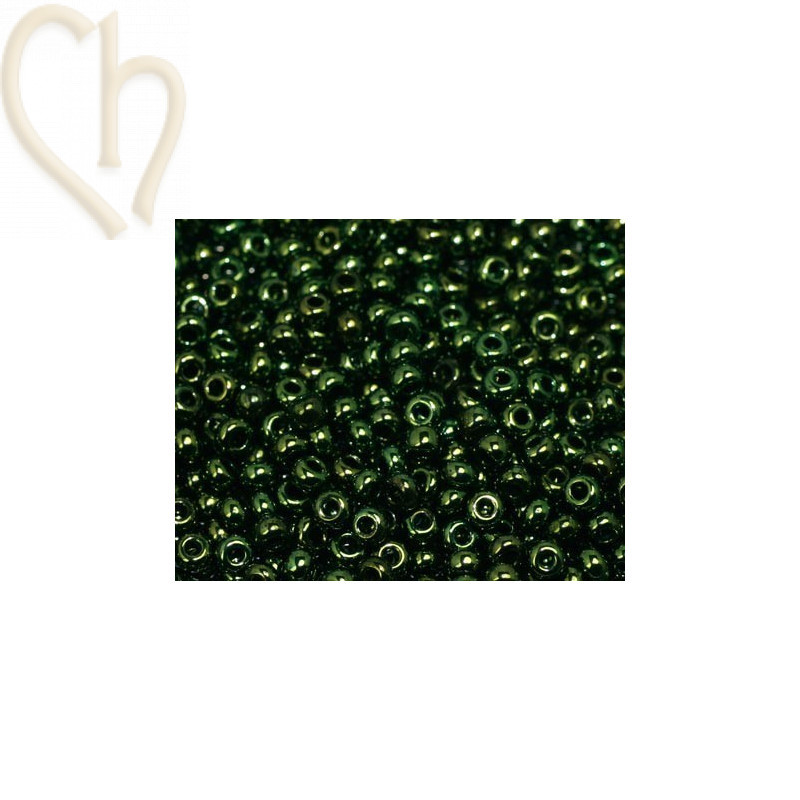 rocaille seedbead 11/0 Jet Lustred Green Metallic