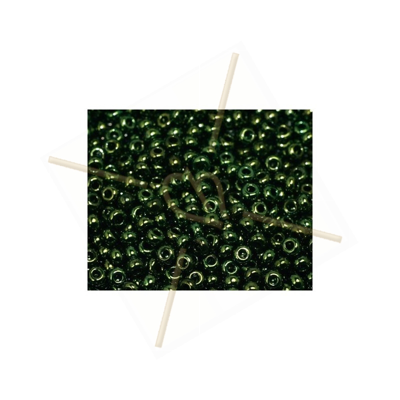 rocaille seedbead 11/0 Jet Lustred Green Metallic