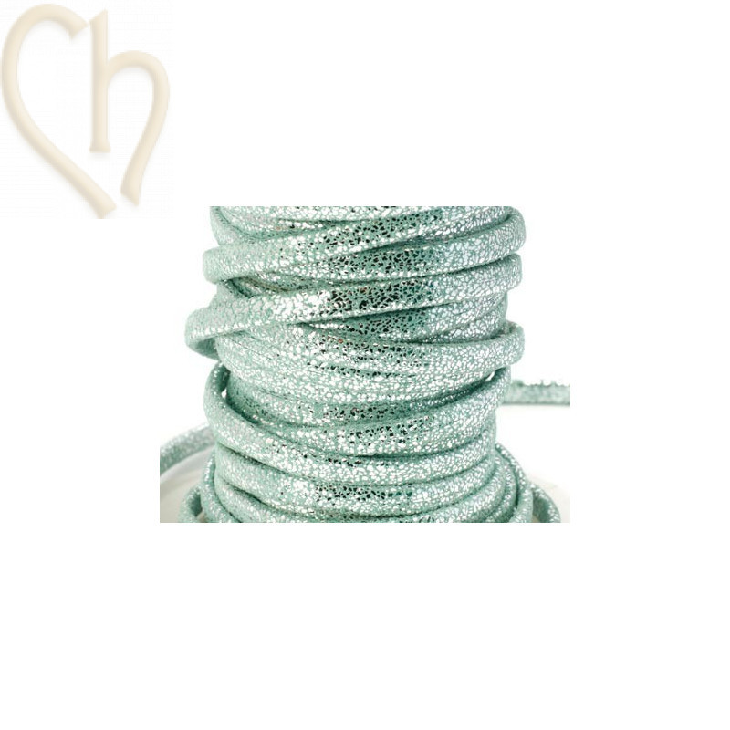 leder suede 5mm bedrukt turquoise