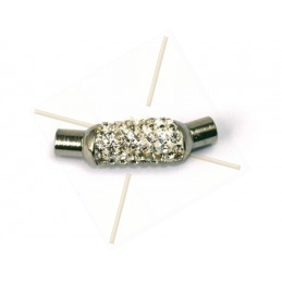 spacer 30mm with rhinestones for leather or cords 4mm