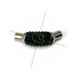 spacer 30mm with rhinestones for leather or cords 4mm
