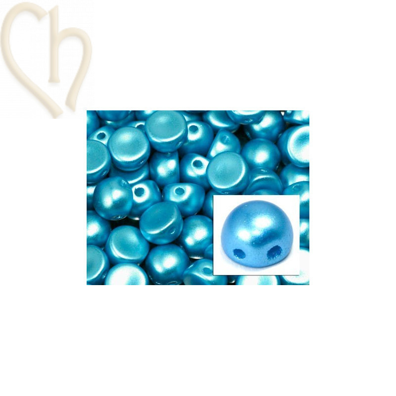cabochon bead 2-hole 6mm Pastel Turquoise