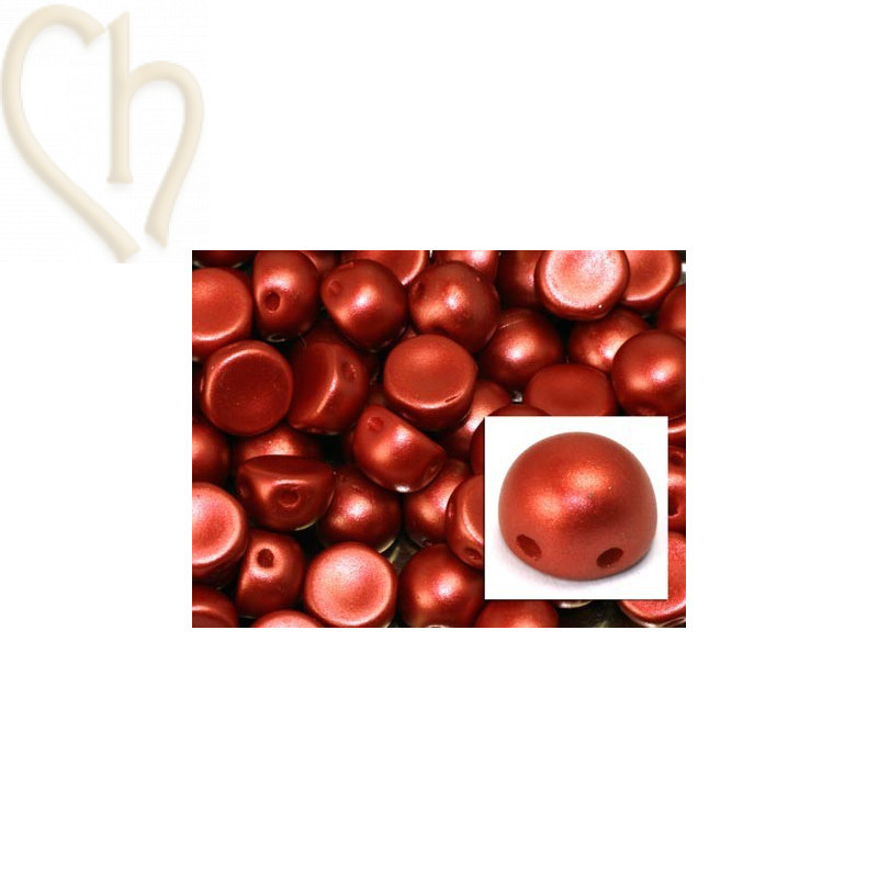 perle cabochon 2-hole 6mm Pastel Dark Coral