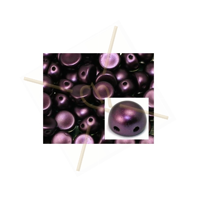 cabochon bead 2-hole 6mm Pastel Bordeaux