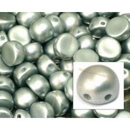 cabochon bead 2-hole 6mm Metallic Silver