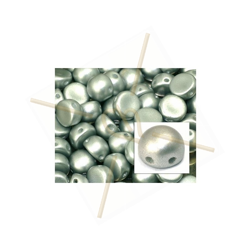 cabochon bead 2-hole 6mm Metallic Silver