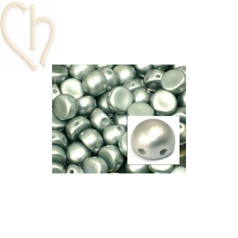 perle cabochon 2-hole 6mm Metallic Silver