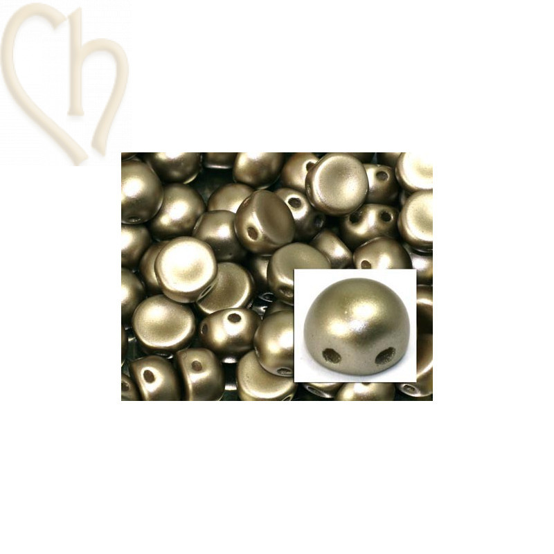 cabochon bead 2-hole 6mm Pastel Lt. Brown