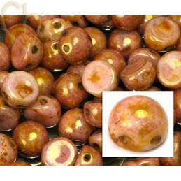 cabochon bead 2-hole 6mm Chalk White Roman Rose