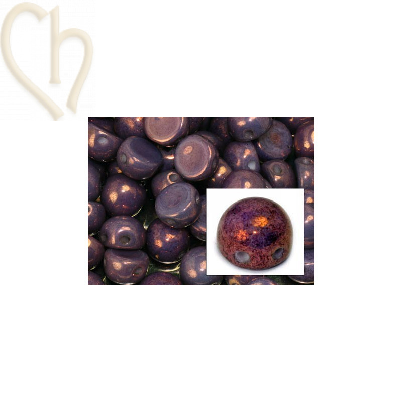 perle cabochon 2-hole 6mm Chalk White Lila Vega Luster