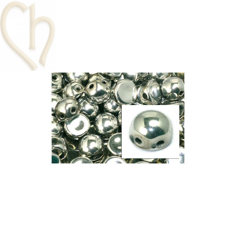 cabochon bead 2-hole 6mm Crystal Full Labrador