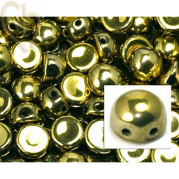 cabochon bead 2-hole 6mm Crystal Full Amber