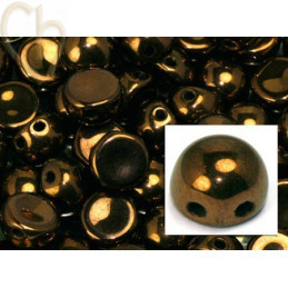 cabochon bead 2-hole 6mm Jet Bronze