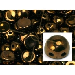 cabochon bead 2-hole 6mm Jet Bronze