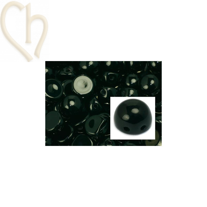 perle cabochon 2-hole 6mm Jet