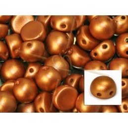 cabochon bead 2-hole 6mm Metallic Copper Mat