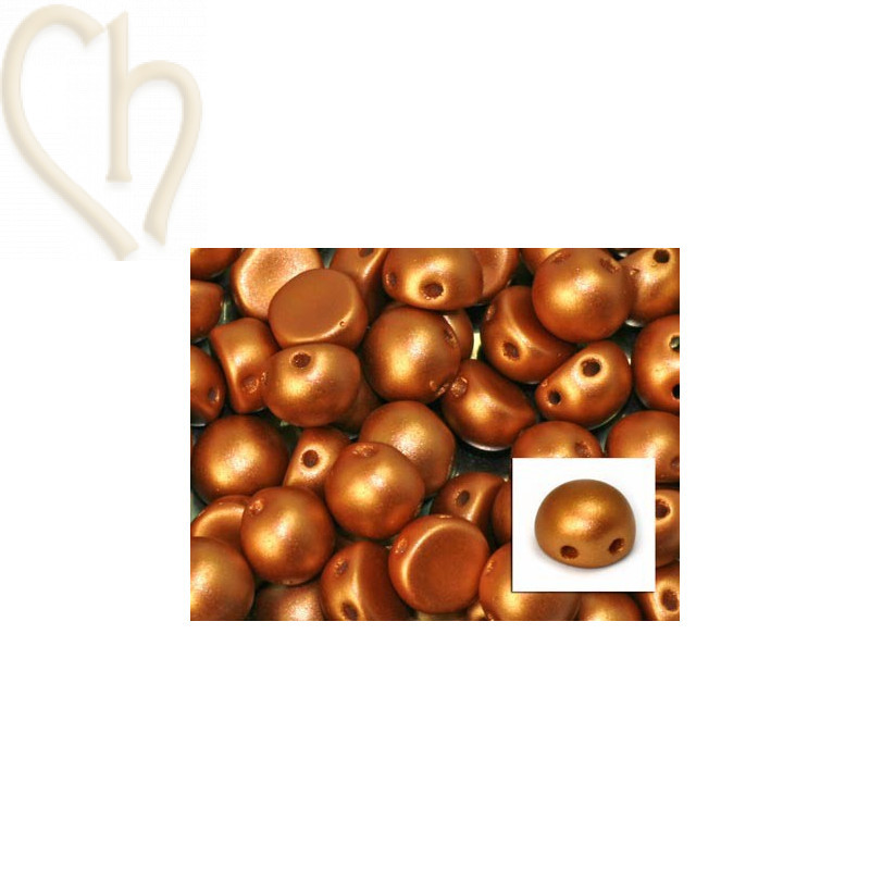 perle cabochon 2-hole 6mm Metallic Copper Mat