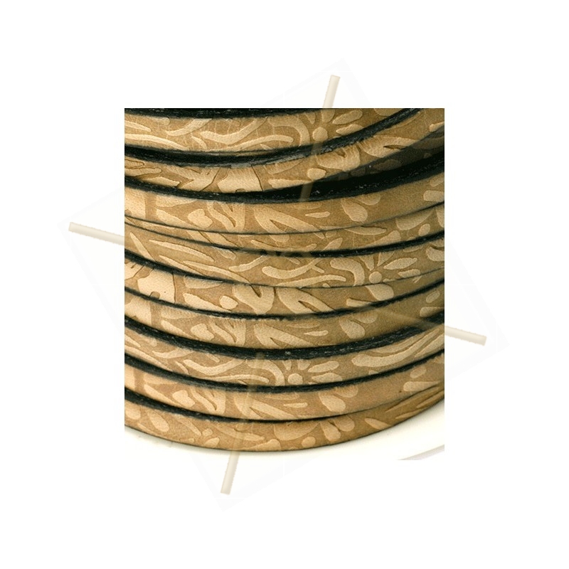 leather 5mm cream / flower leather 5mm cream / flower