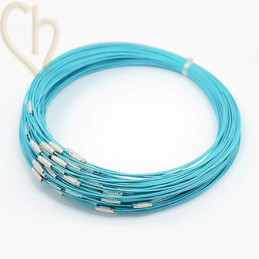 steelwire necklace color turqoise 44cm with clasp