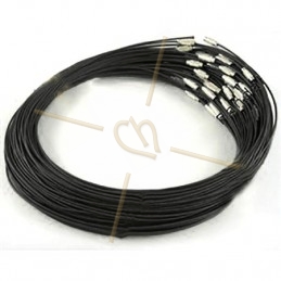 collier fil acier couleur noir 44cm avec fermoir